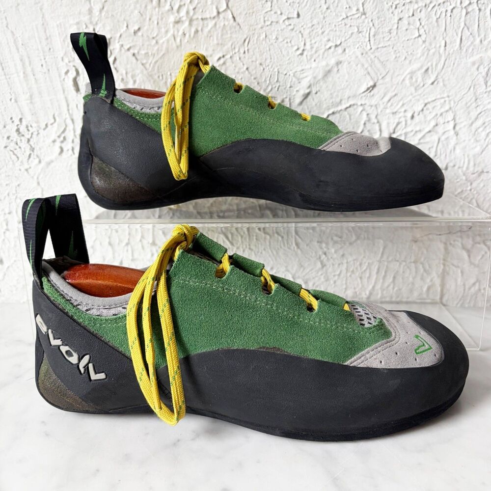 Evolv Spark Climbing Shoes Trax Rubber Green Lace Up Men's US 10.5 EU 44
